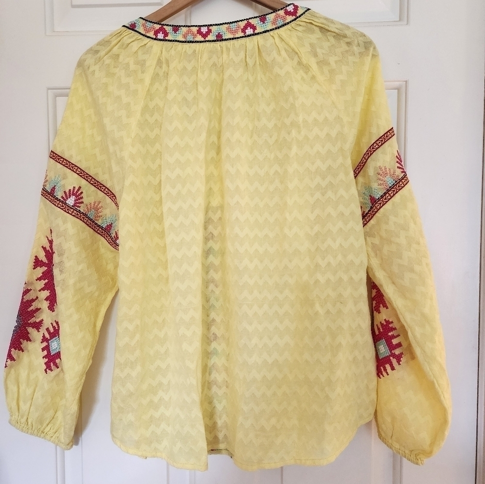 Soft surrondings boho tunic top flowy embroidered cotton lemon drop sizepsmall - Picture 10 of 10